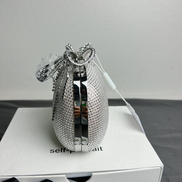 Self-Portrait Rhinestone Bow Clutch Bag NWT - Picture 8 of 10